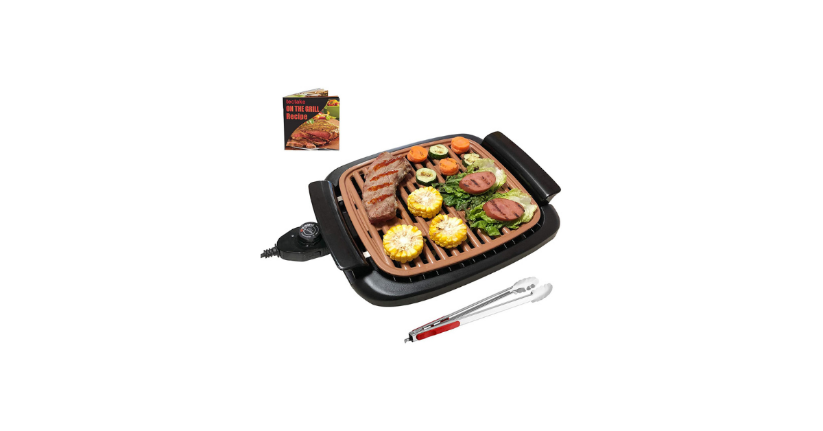 Tectake Nonstick Electric Portable BBQ Indoor Smokeless Grill: